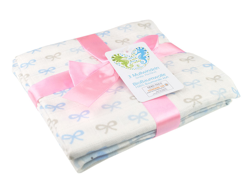 Blümchen Mussole in Cotone Bio 70x70 cm – Confezione da 3