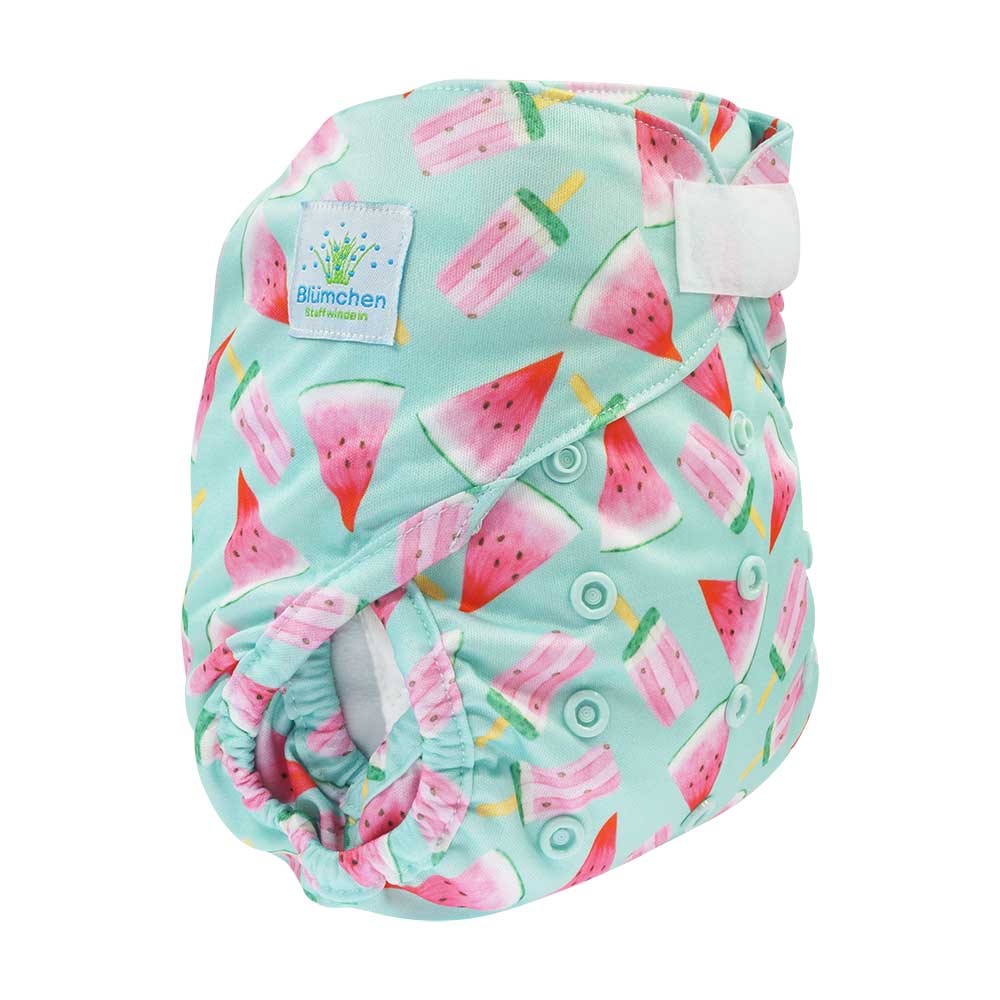 Pannolino lavabile AIO (All In One) Blümchen Velcro