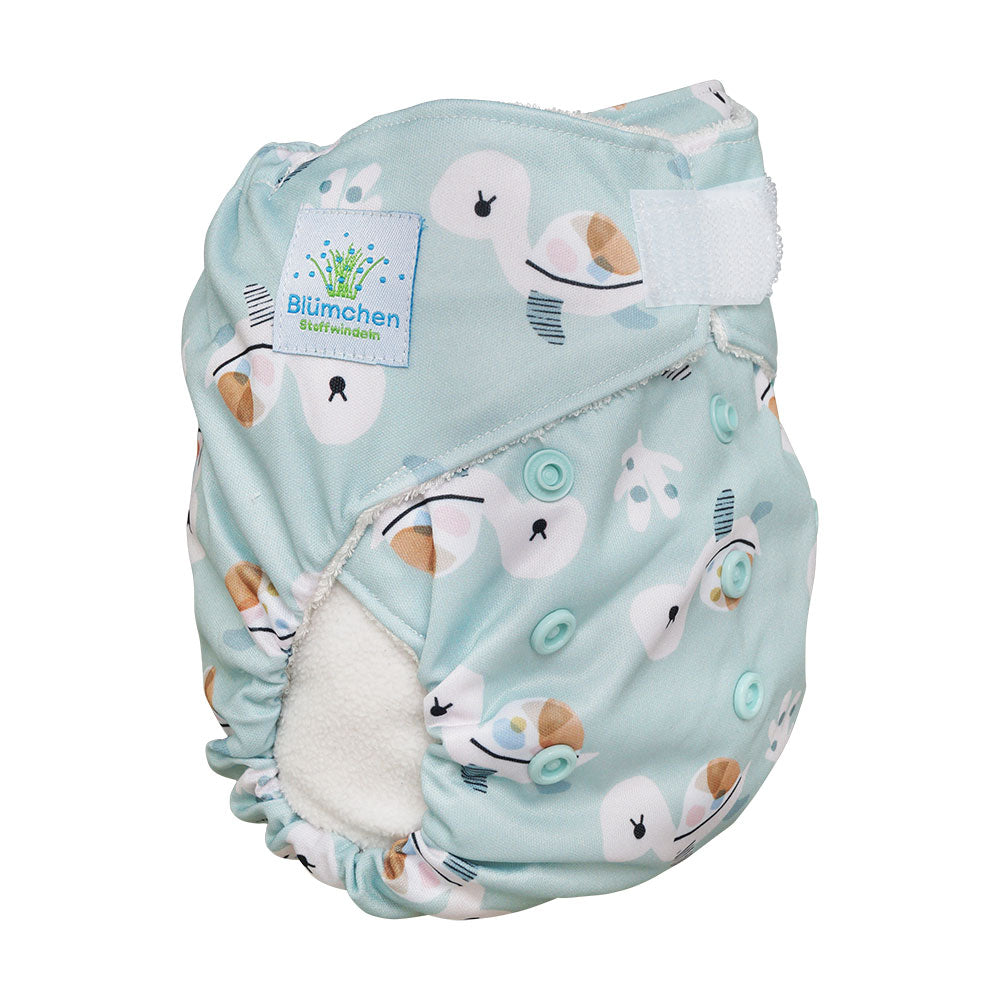 NEW!! Pannolino lavabile AIO (All In One) Blümchen Velcro | senza inserto interno