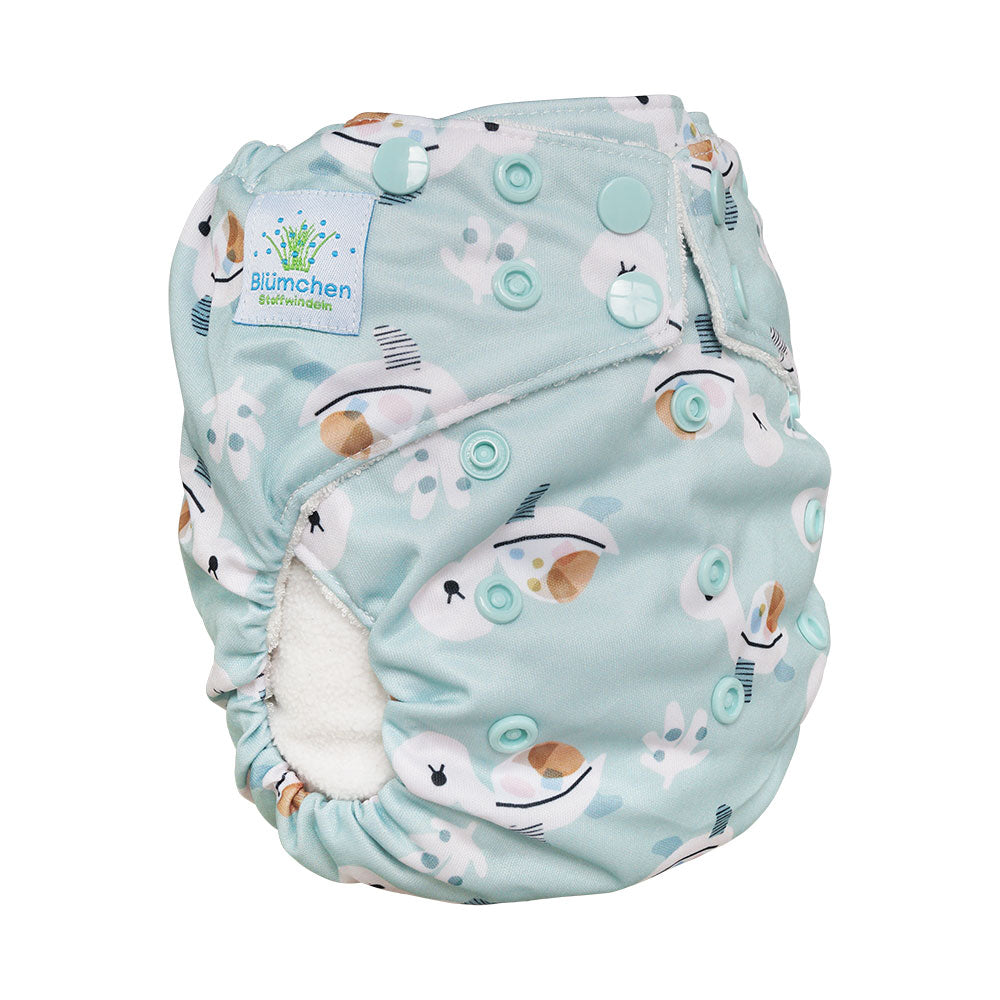 NEW!! Pannolino lavabile AIO (All In One) Blümchen Snaps | senza inserto interno