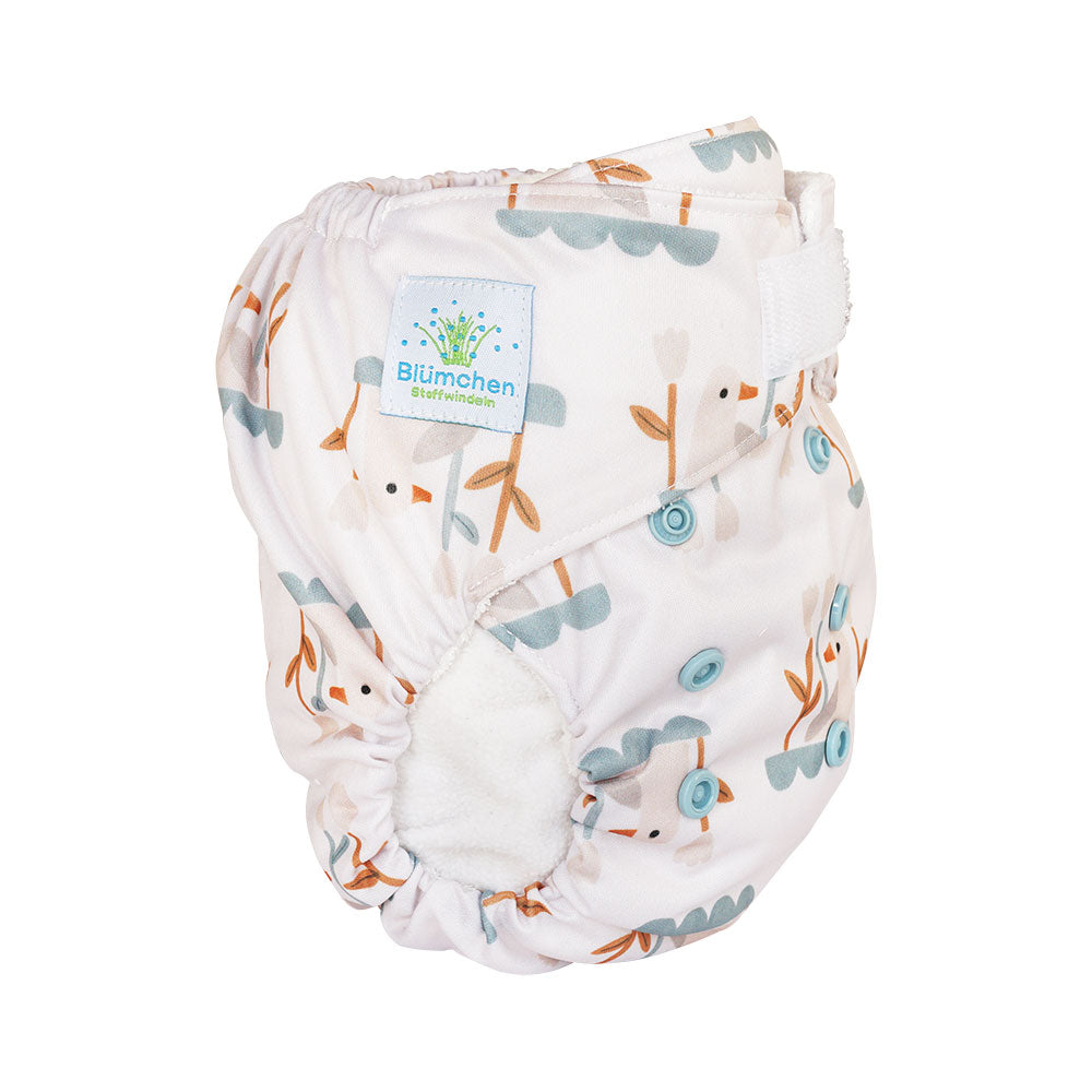 NEW!! Pannolino lavabile AIO (All In One) Blümchen Velcro | senza inserto interno