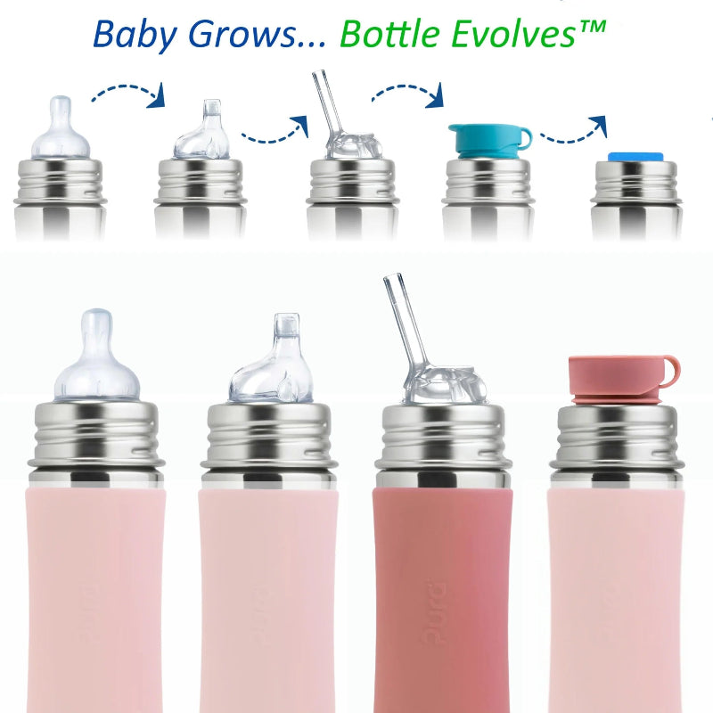 Borraccia bimbi Pura Kiki con tappi intercambiabili in silicone