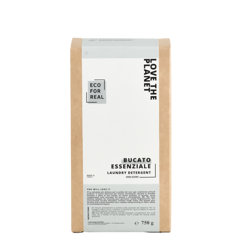 Detersivo in polvere plastic free senza profumo | Pannolini e bucato 750gr