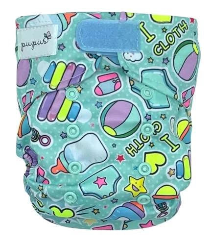 Pannolino lavabile one size con velcro e doppi elastici