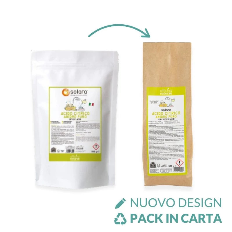 Acido Citrico Solara 500 g in sacchetto di carta sostenibile