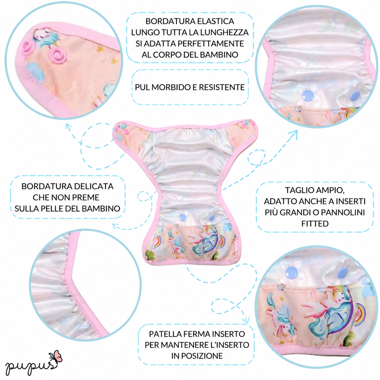 Cover PUL taglia unica con Bordatura Morbida ed elastici gentili | Pupus